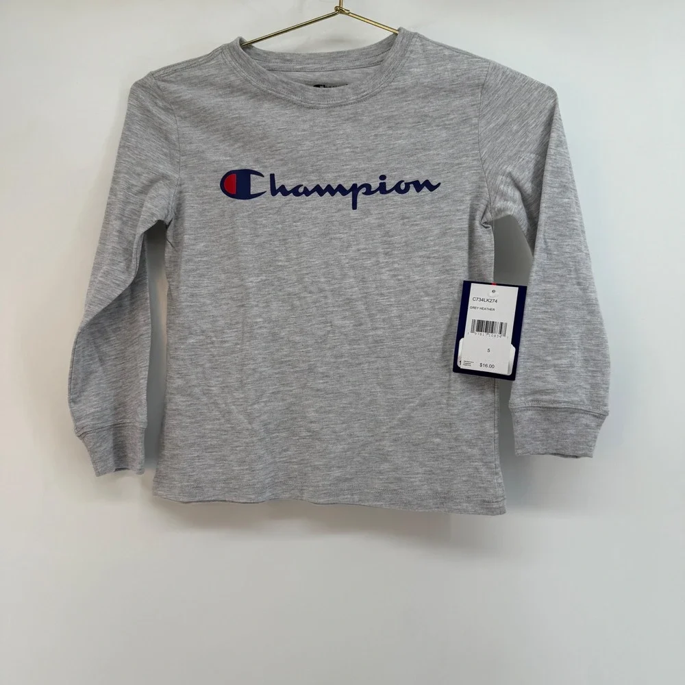 Champion Kids Grey‎ Heather Long Sleeve T Shirt Size 5 C734LK274